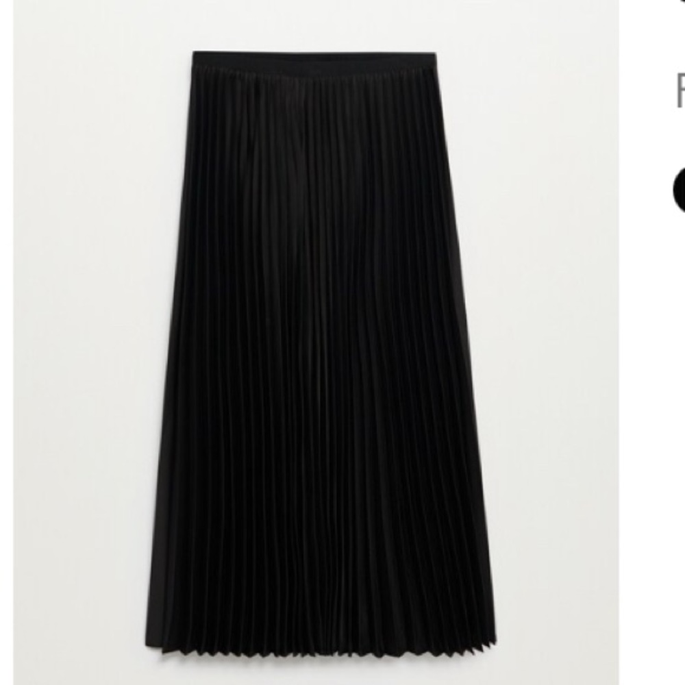 Mango Black Midi Pleated Skirt